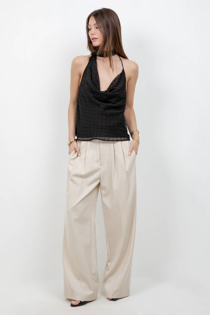 Polka Dot Cowl Neck Tank Top