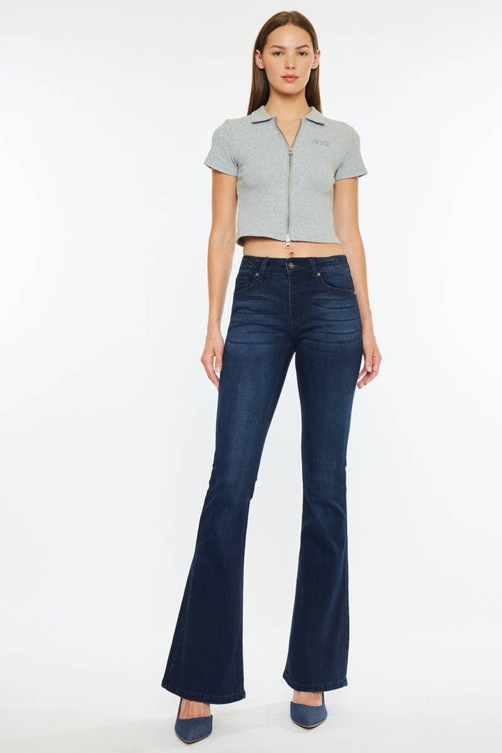 Mid-Rise Dark Flare Jeans