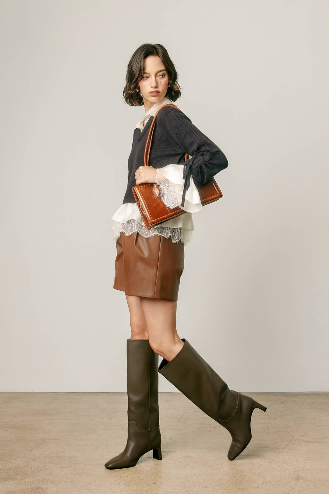 Shirley Satin & Lace Shirt Sweater
