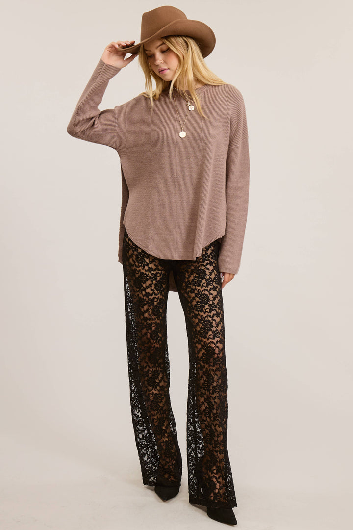 High Low Knit Sweater with Side Slit