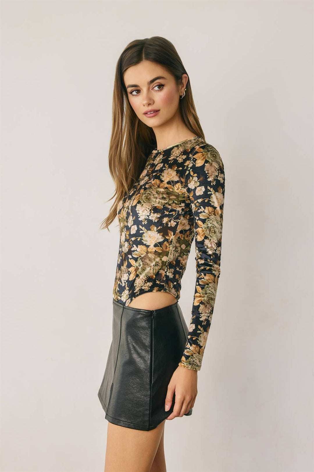 Vintage Floral Velvet Bodysuit