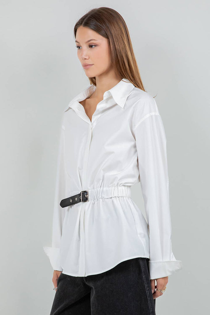 Button Down Shirt with Belt