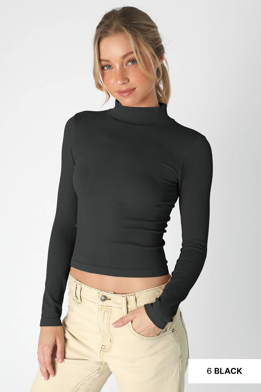 Ribbed Mock Neck Top