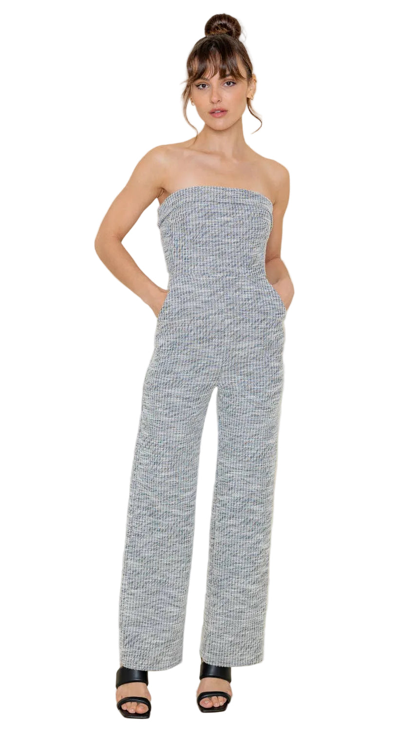 Spring Tweed Strapless Jumpsuit