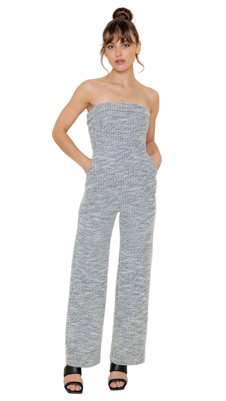 Spring Tweed Strapless Jumpsuit