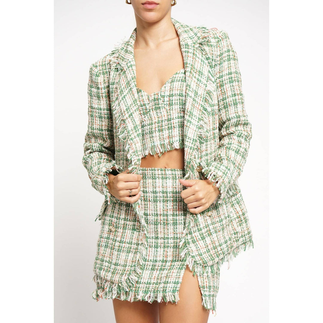 FRAYED EDGE BOUCLE BLAZER