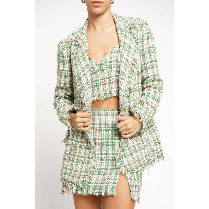 FRAYED EDGE BOUCLE BLAZER