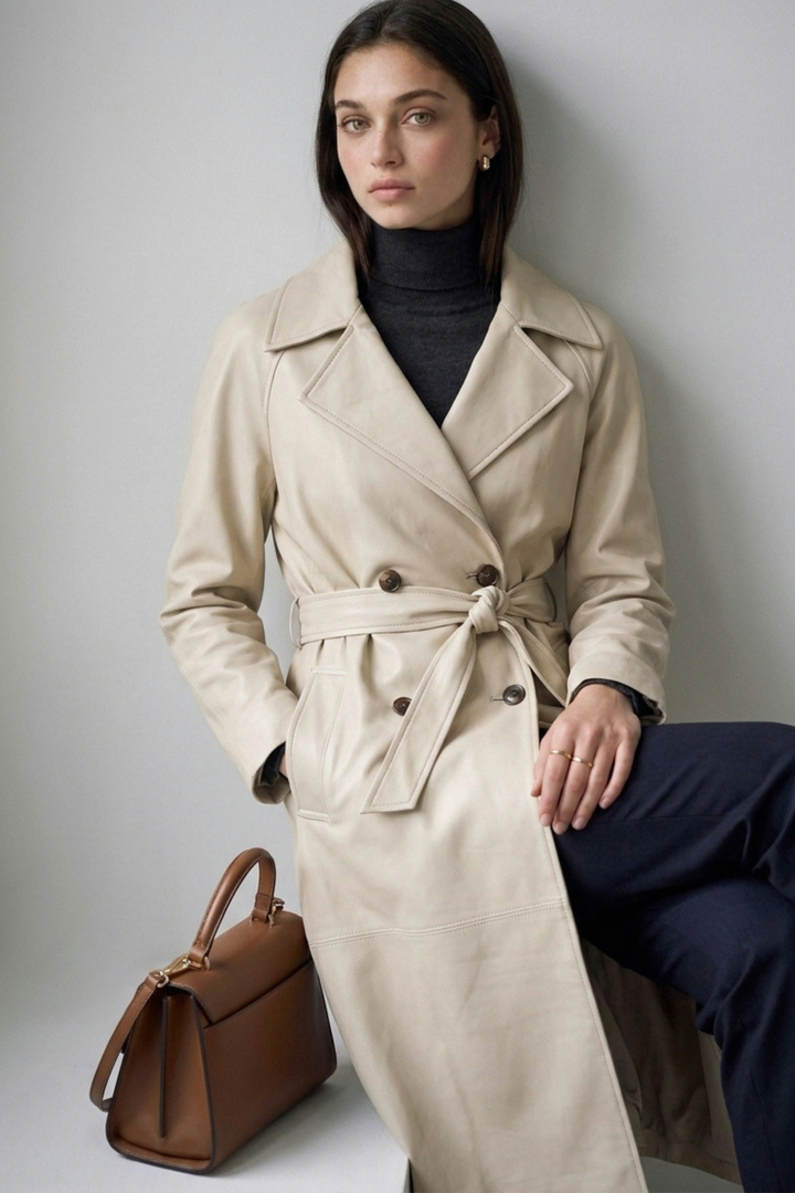 Leather trench coat