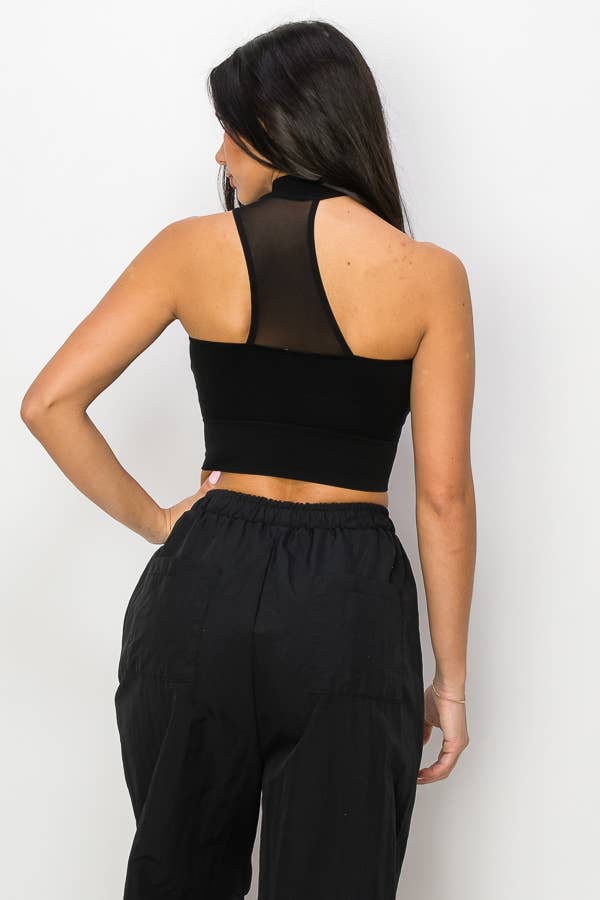 SLEEVELESS MOCKNECK CROP TOP