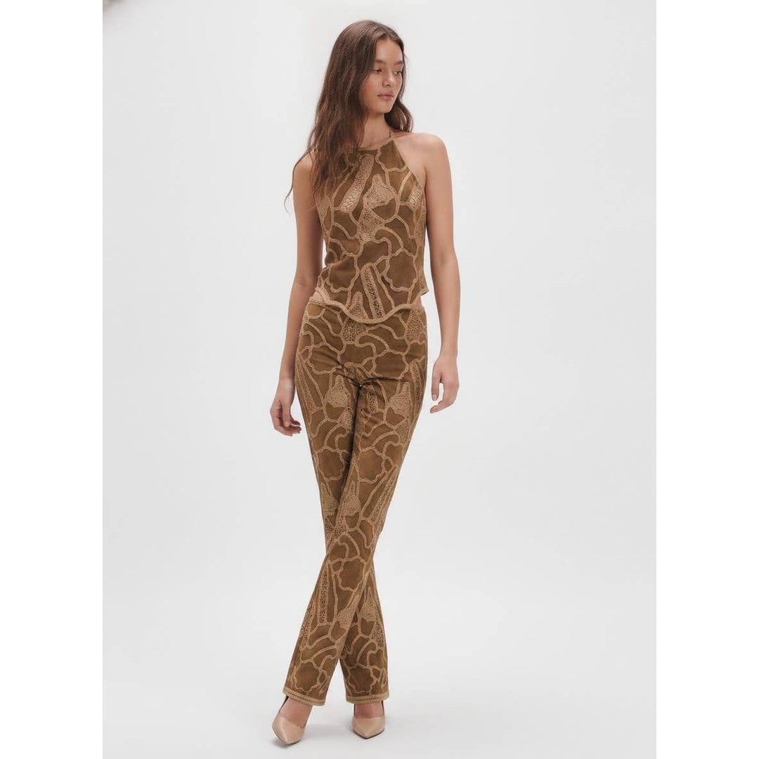 Suede Crochet Detail Pants