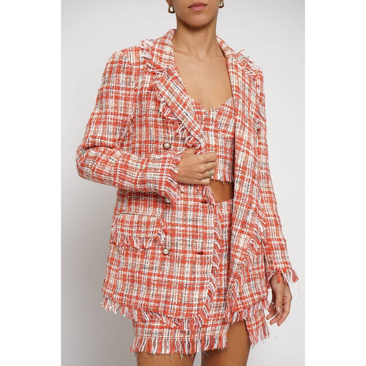 FRAYED EDGE BOUCLE BLAZER