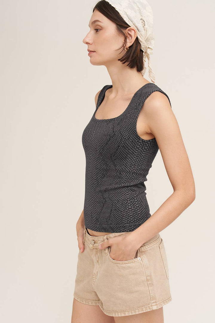 Snakeprint Square Neck Tank