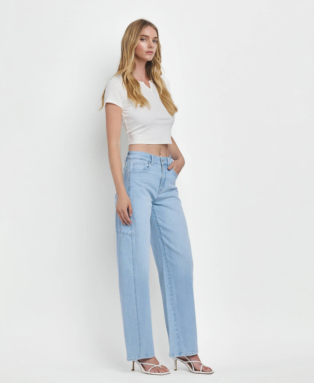 High Rise Light Wash Barrel Jeans