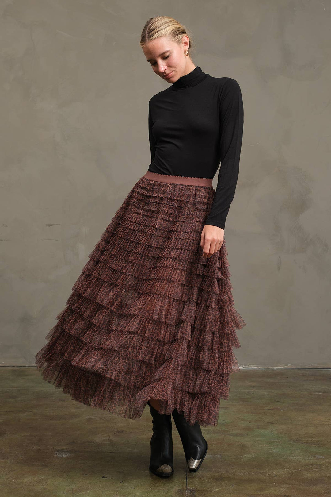 Mesh Leopard Maxi Skirt