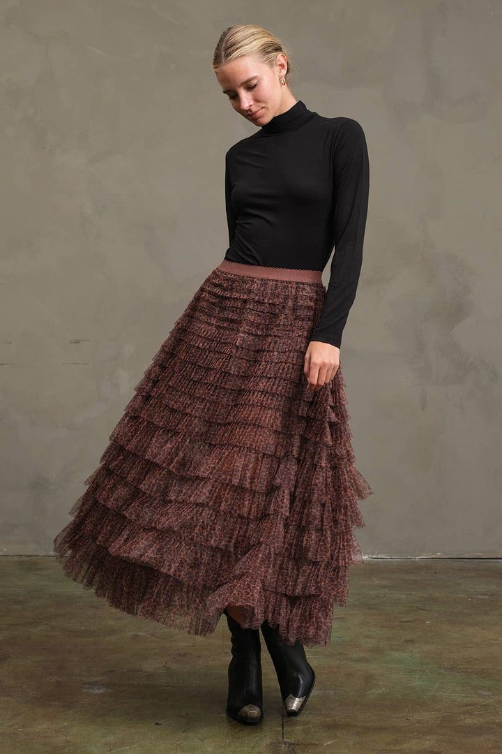 Mesh Leopard Maxi Skirt