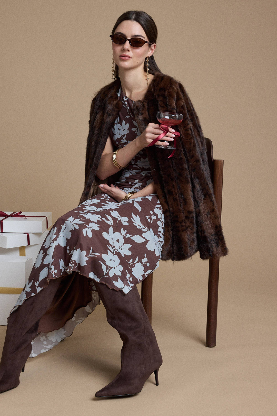 Mink Faux Fur Collarless Jacket