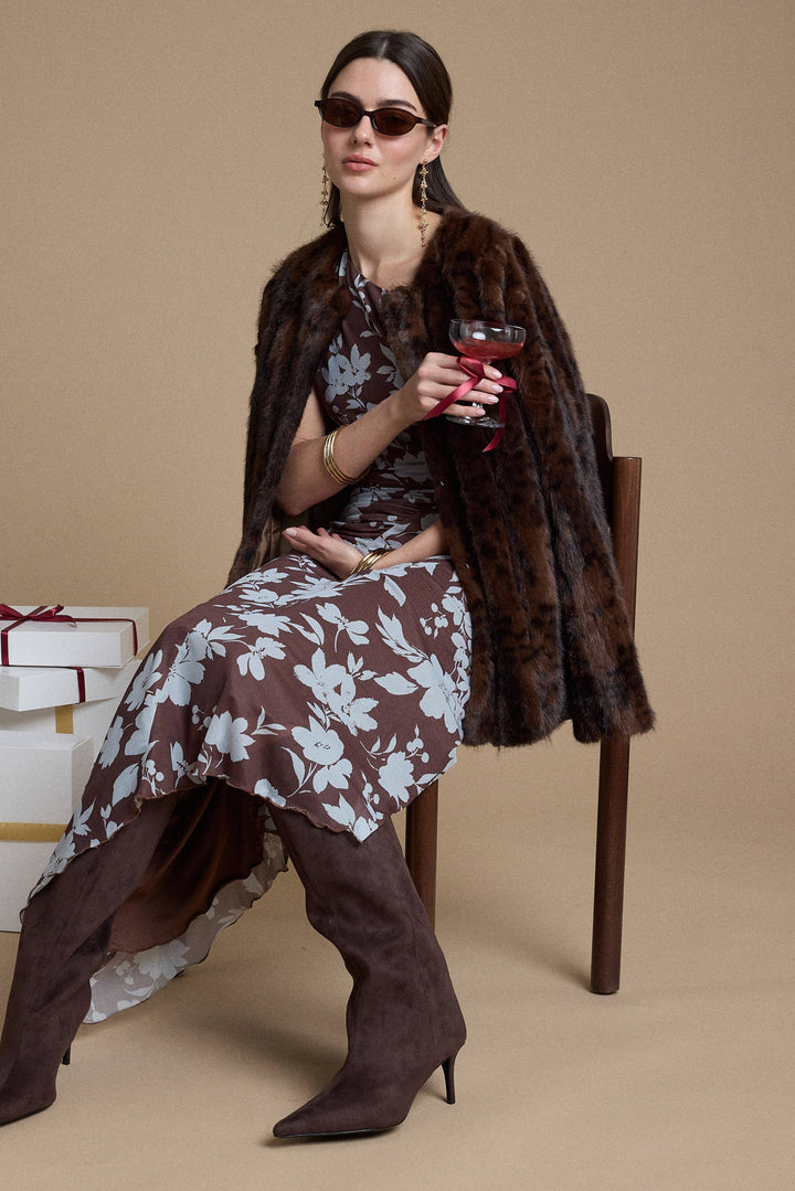 Mink Faux Fur Collarless Jacket