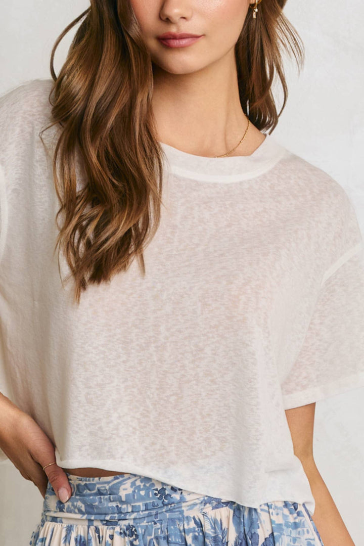 Cropped Raw Hem Tee