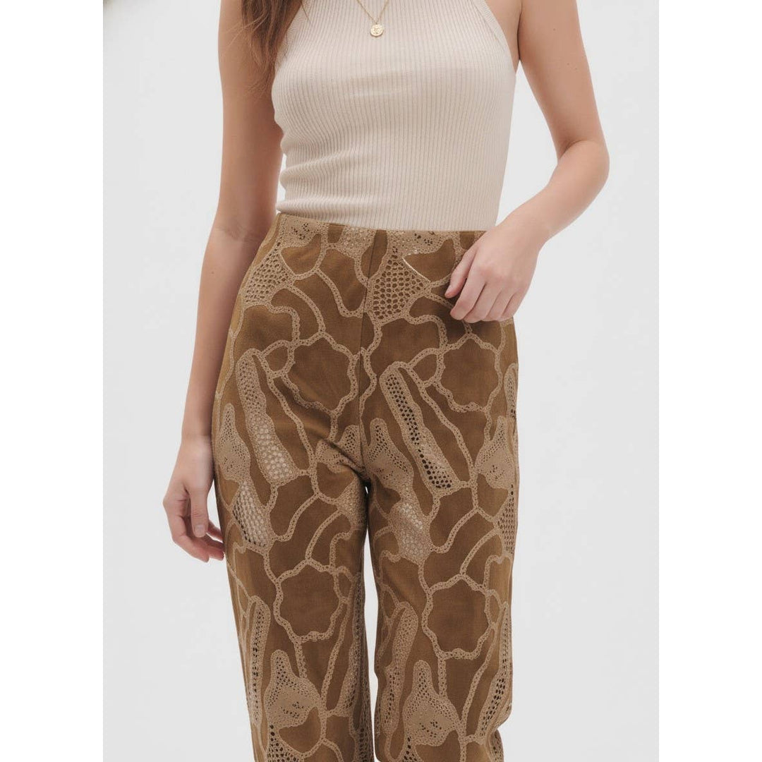 Suede Crochet Detail Pants