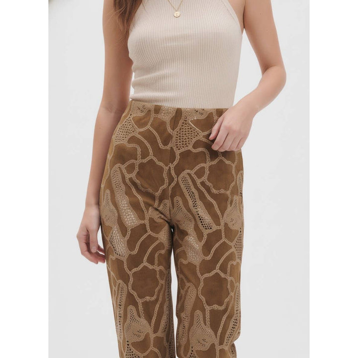 Suede Crochet Detail Pants