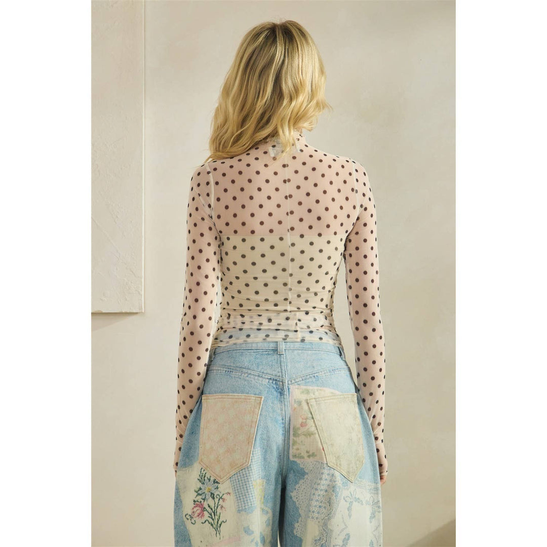 Mesh Long Sleeve Sheer Top