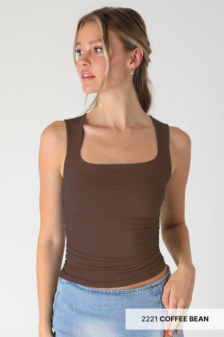 Clean Line Square Shirred Top