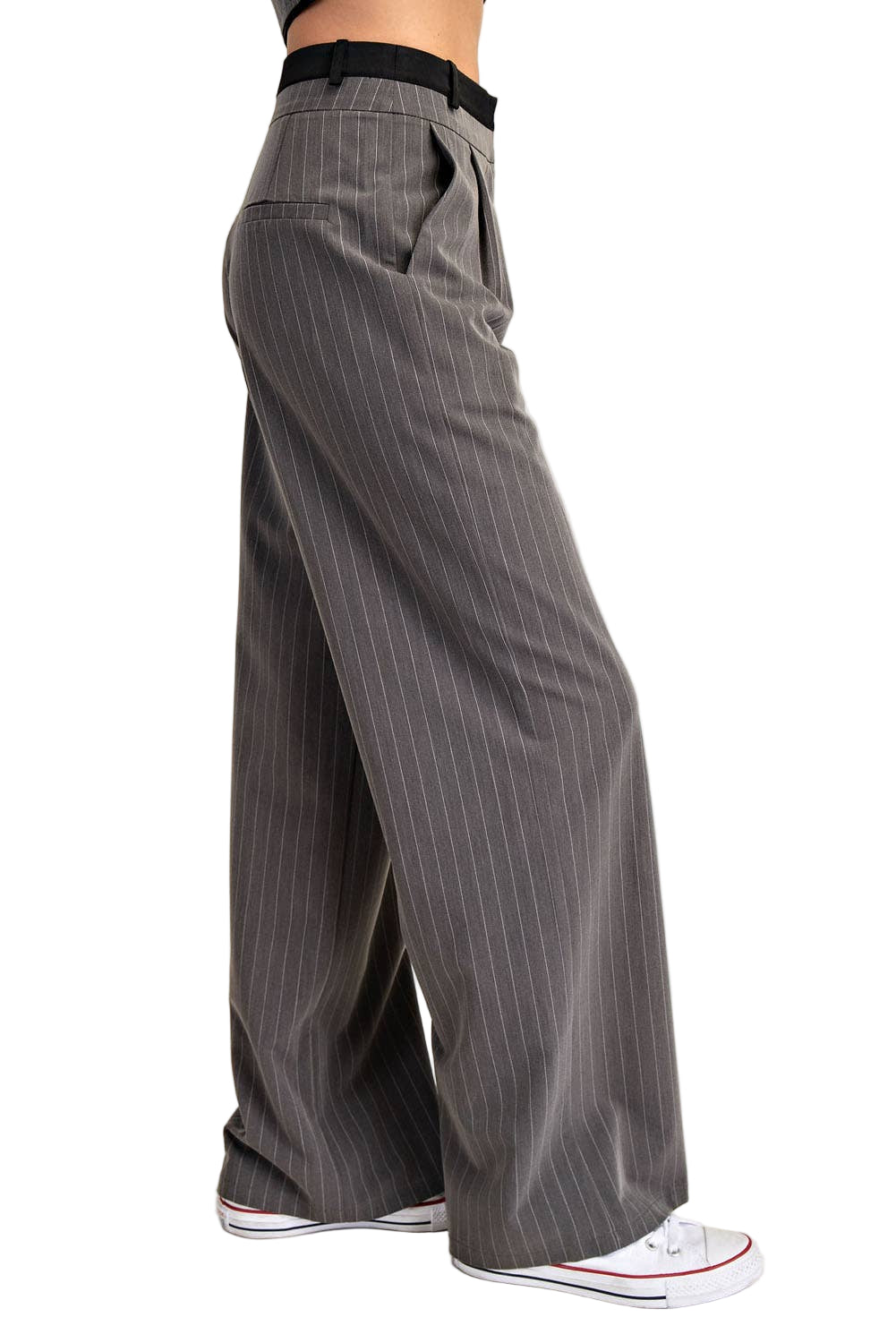 Double Waist Pants With Contrast Detail