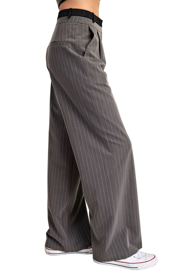 Double Waist Pants With Contrast Detail