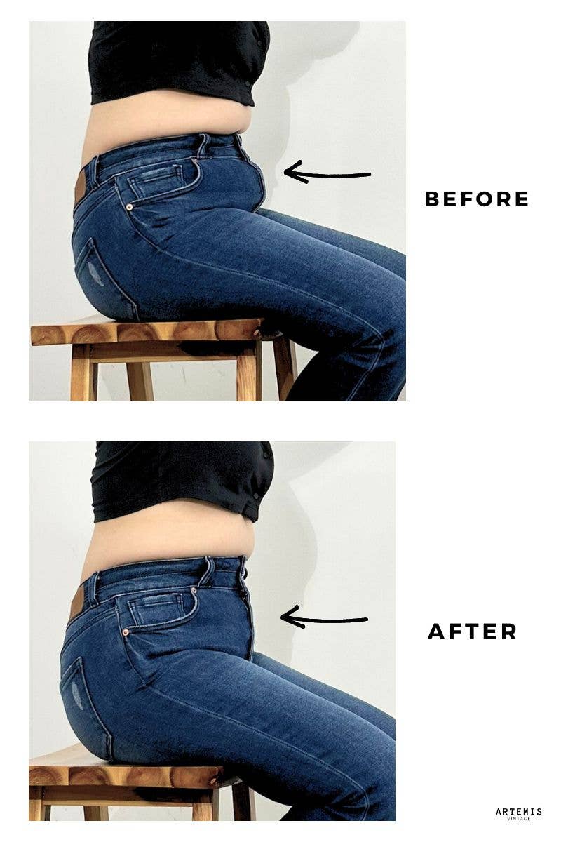 CORSET DOUBLE WAISTBAND STRAIGHT FRAYED HEM JEANS