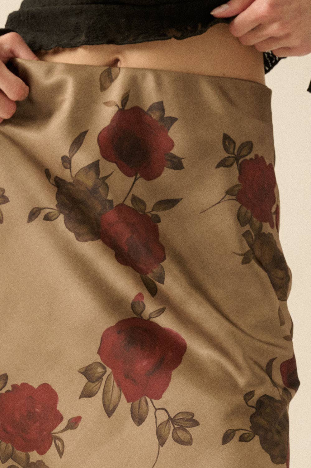 Floral-Print Satin  Maxi Skirt