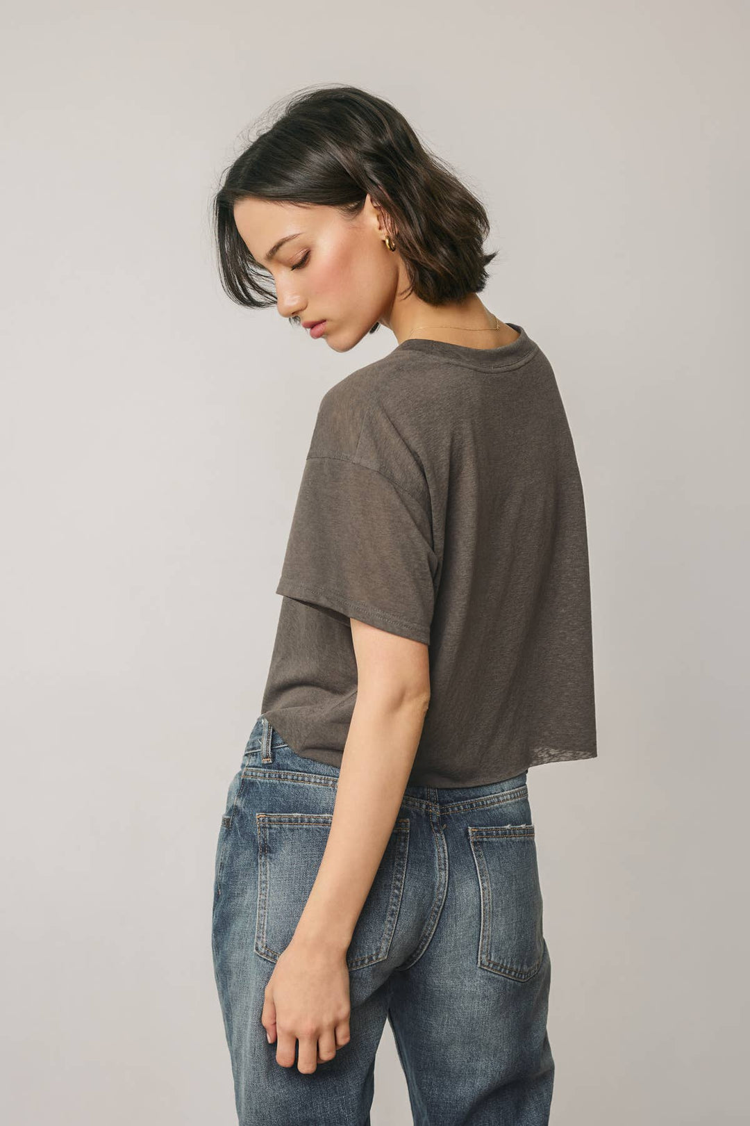 Cropped Raw Hem Tee