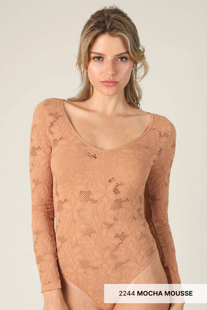 Lace Textured Bodysuit