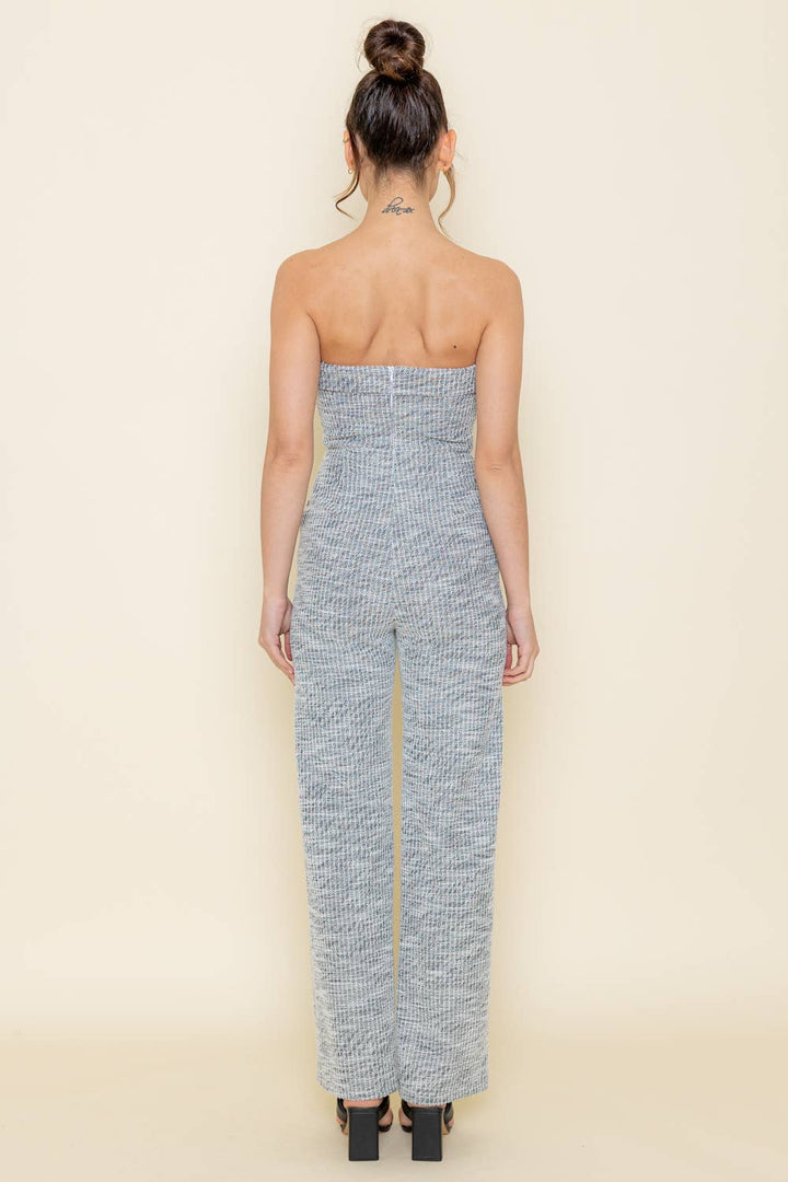 Spring Tweed Strapless Jumpsuit