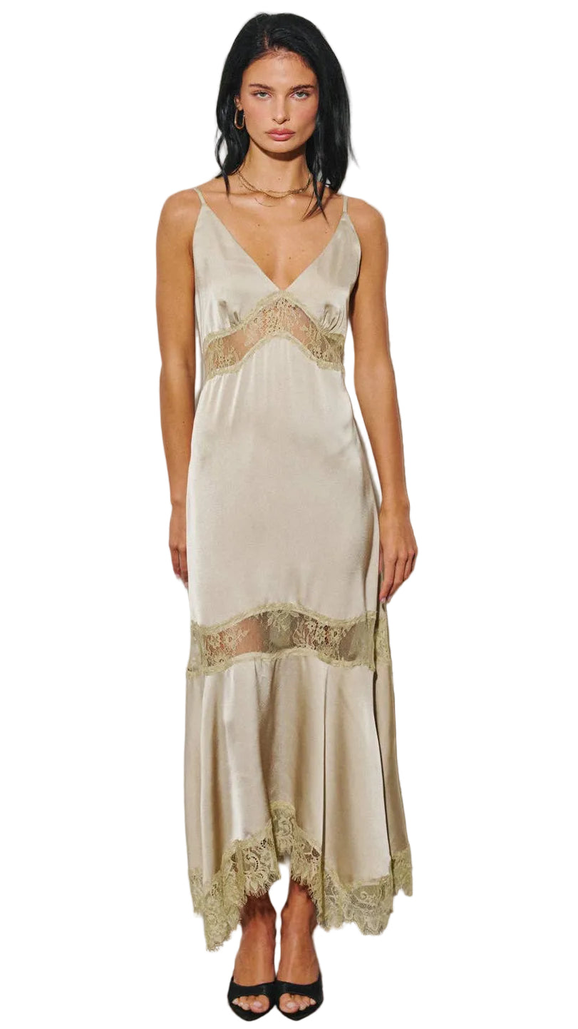 Satin and Lace Maxi Slip Dress