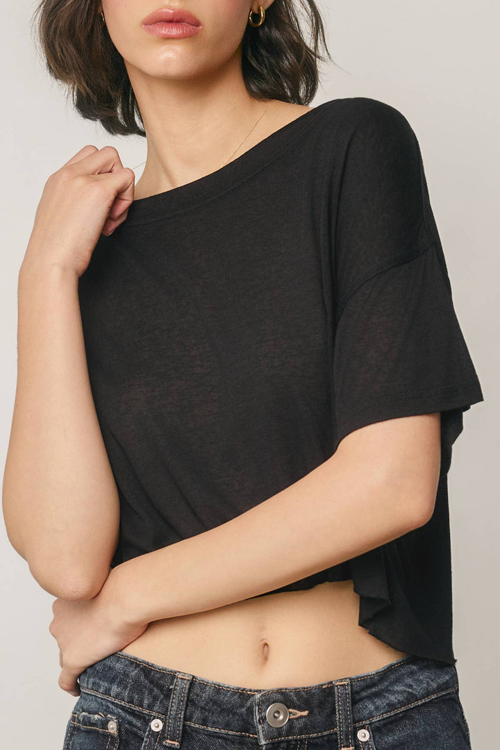 Cropped Raw Hem Tee