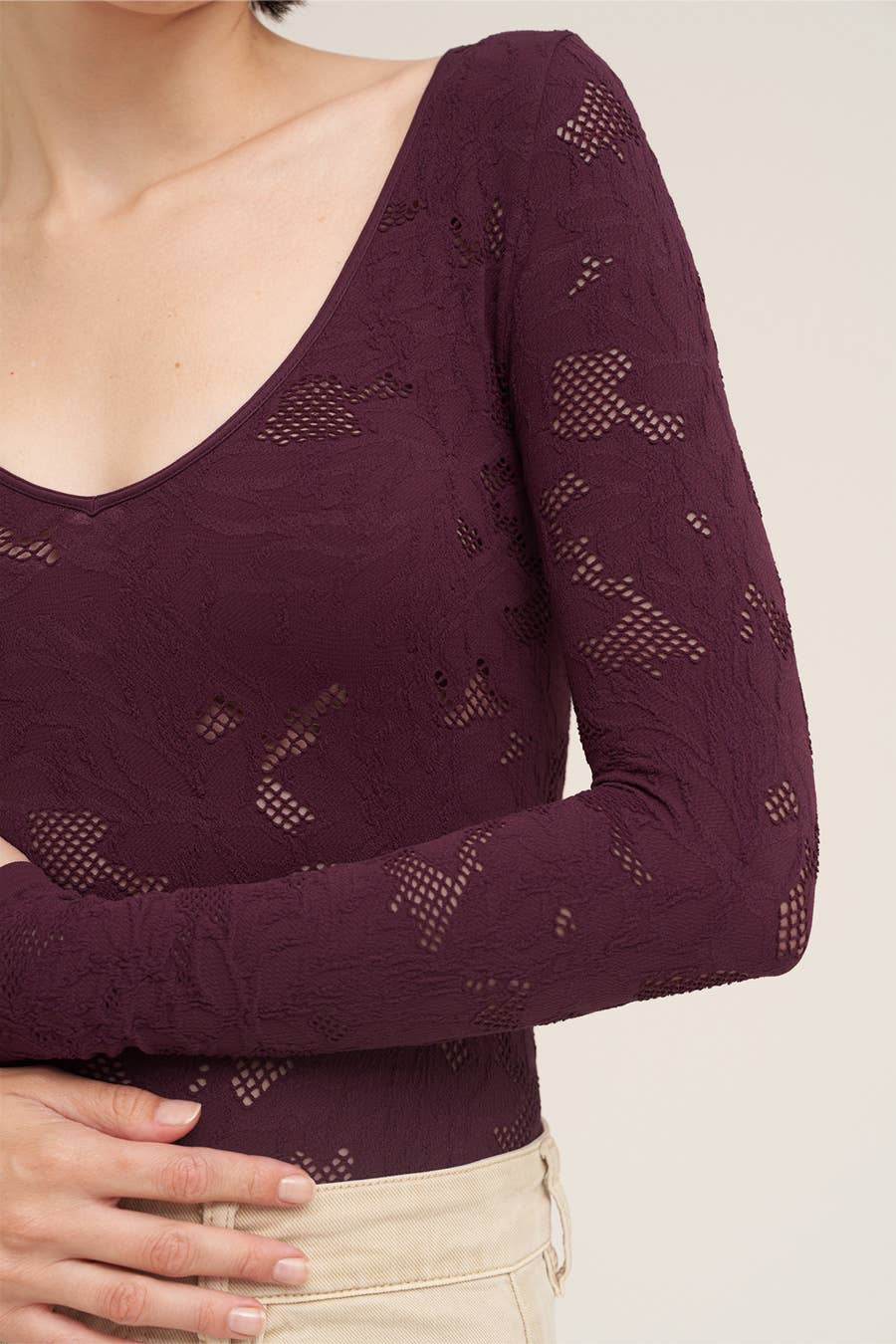 Lace Textured Bodysuit