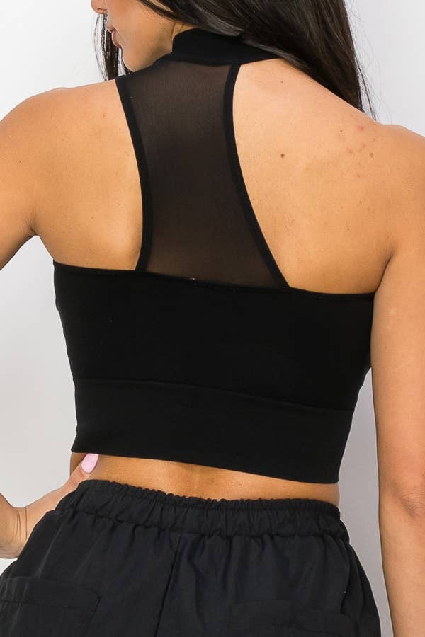 SLEEVELESS MOCKNECK CROP TOP