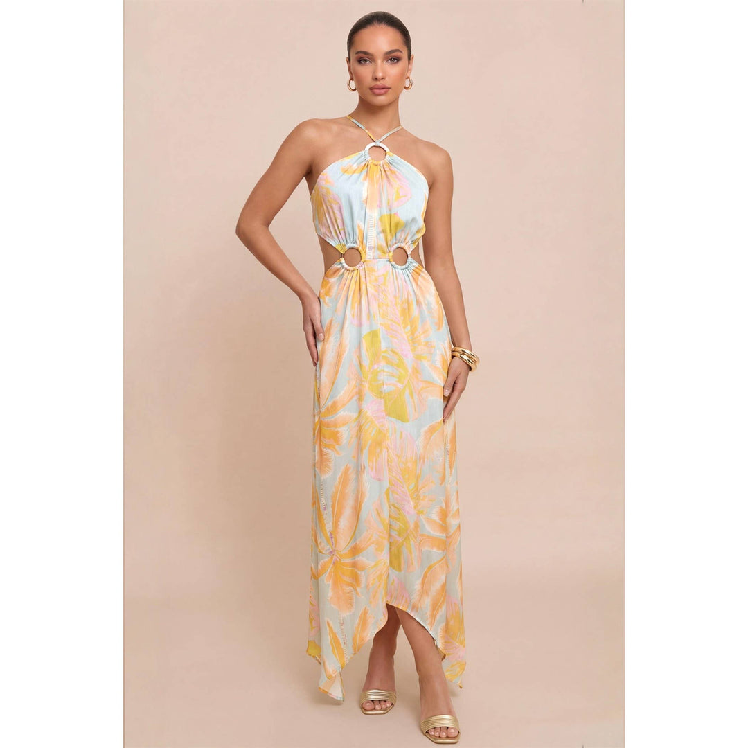 Rio Satin Maxi Dress with Ring Detail