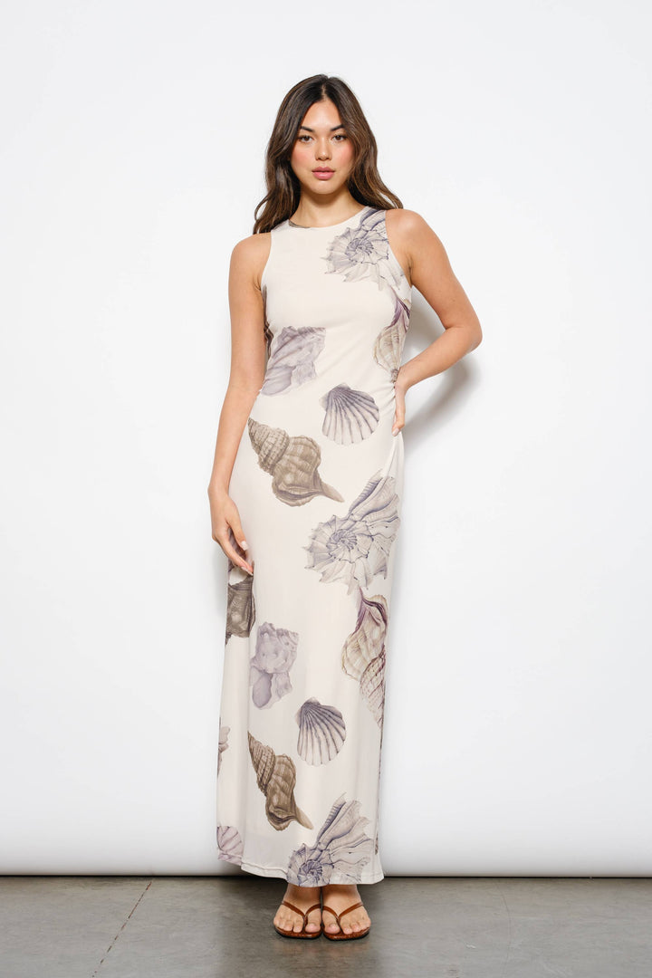 Oceana Print Mesh Maxi Dress