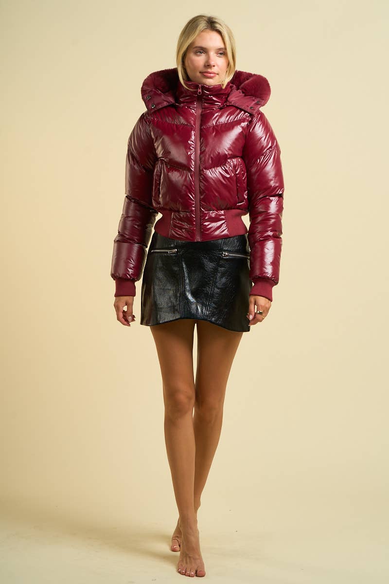 Puffer Jacket with Faux Fur Hood