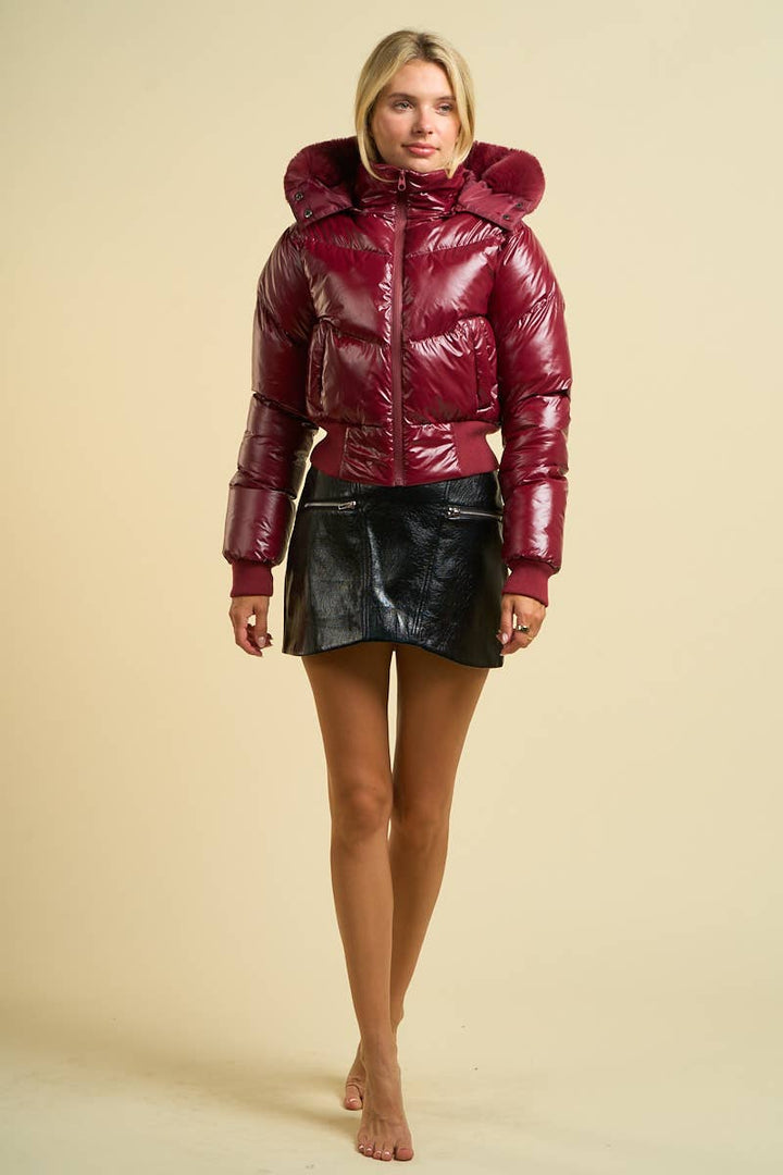 Puffer Jacket with Faux Fur Hood