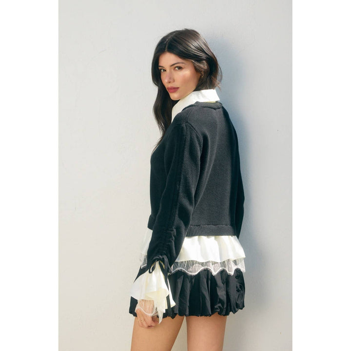 Shirley Satin & Lace Shirt Sweater