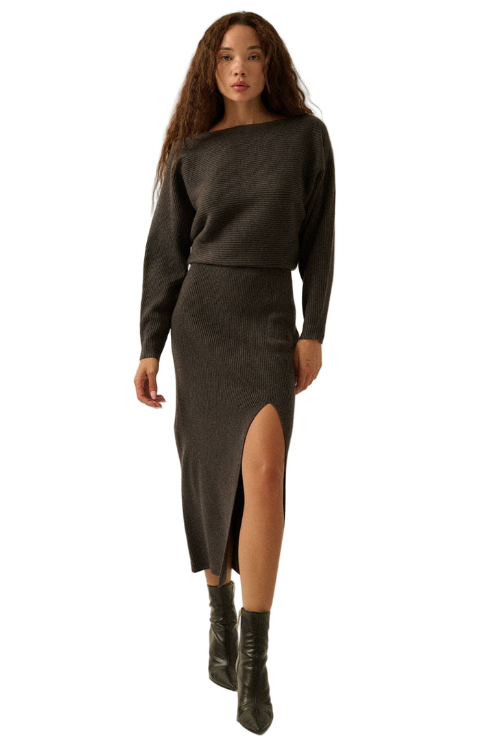 Knit One-Shoulder Midi Dress