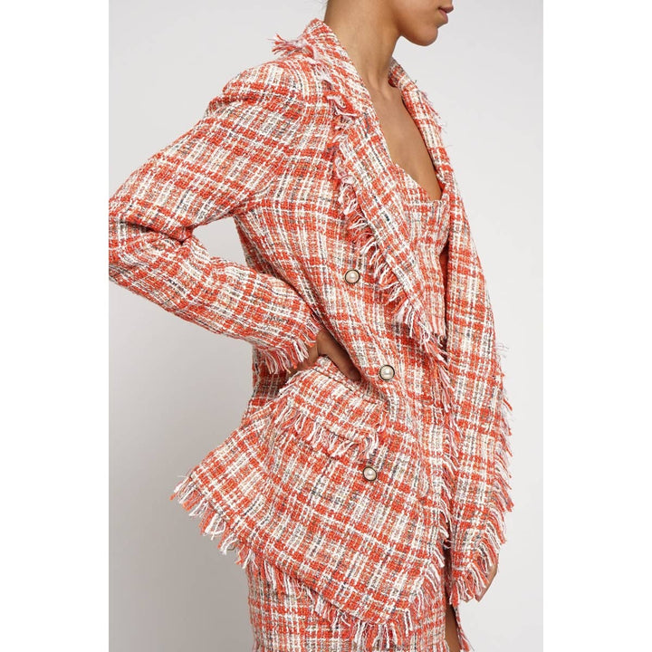 FRAYED EDGE BOUCLE BLAZER