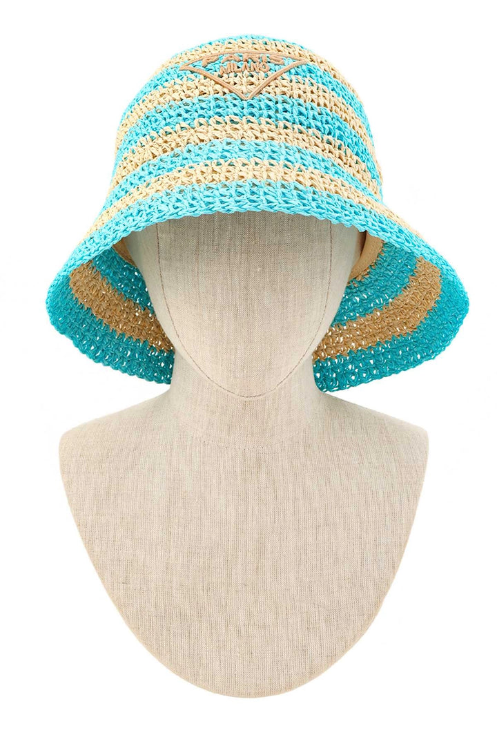 Embroidered Raffia Bucket Hat