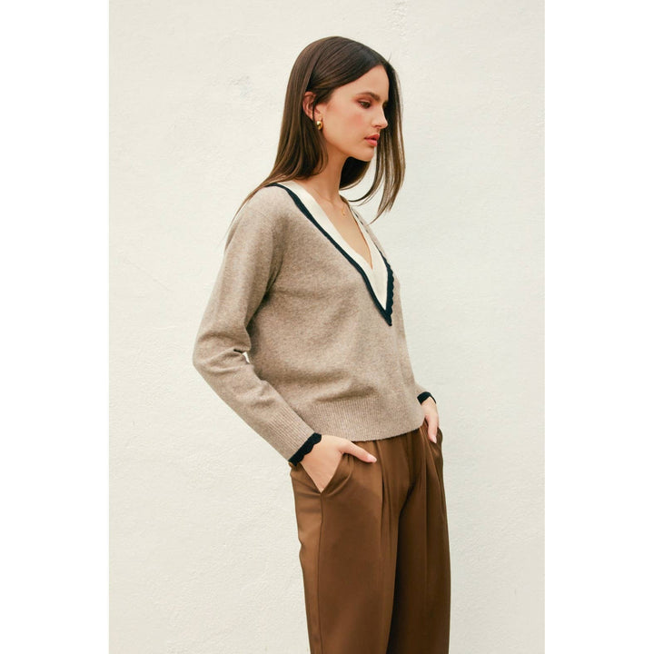 Valerie Varsity Deep V Sweater