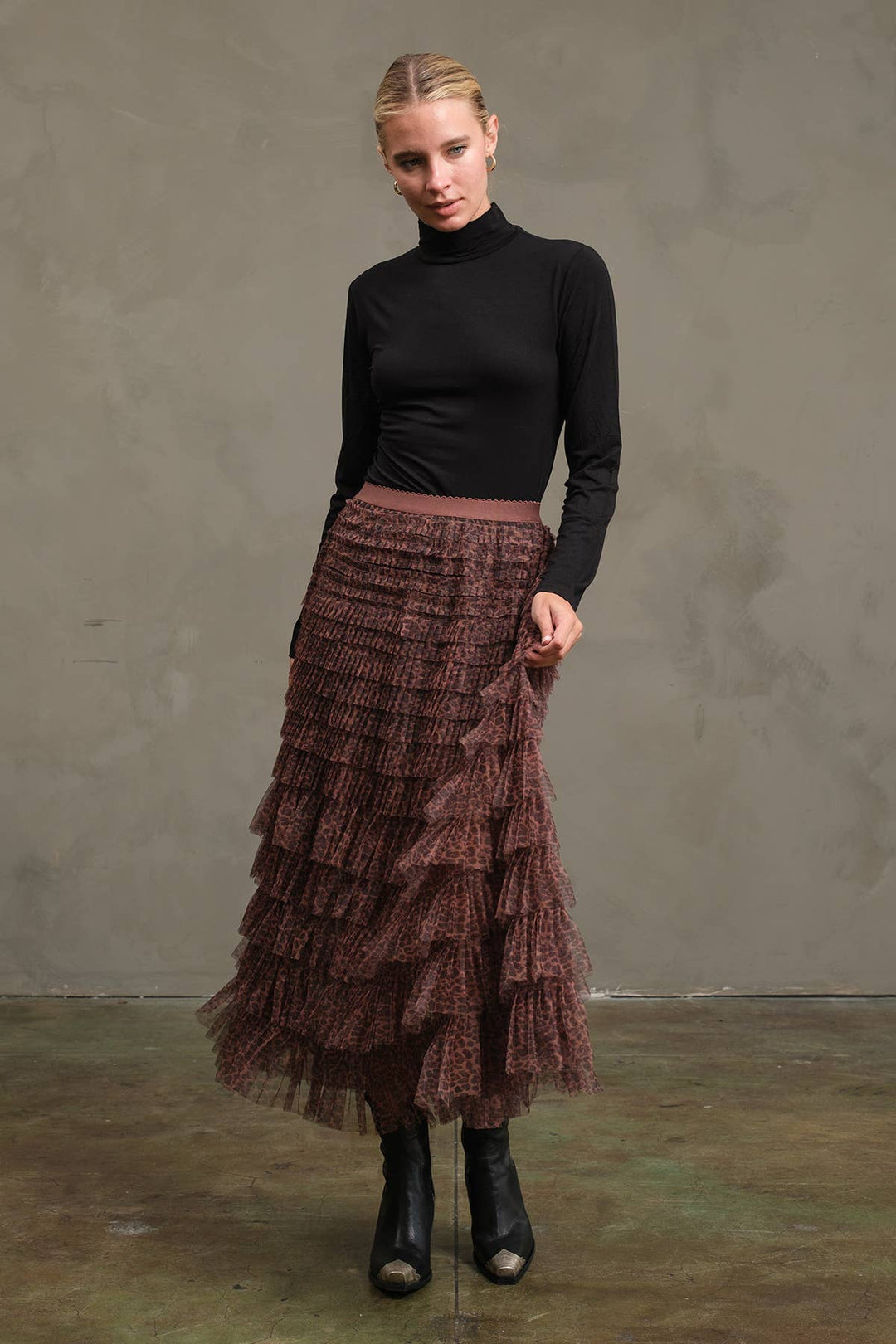 Mesh Leopard Maxi Skirt