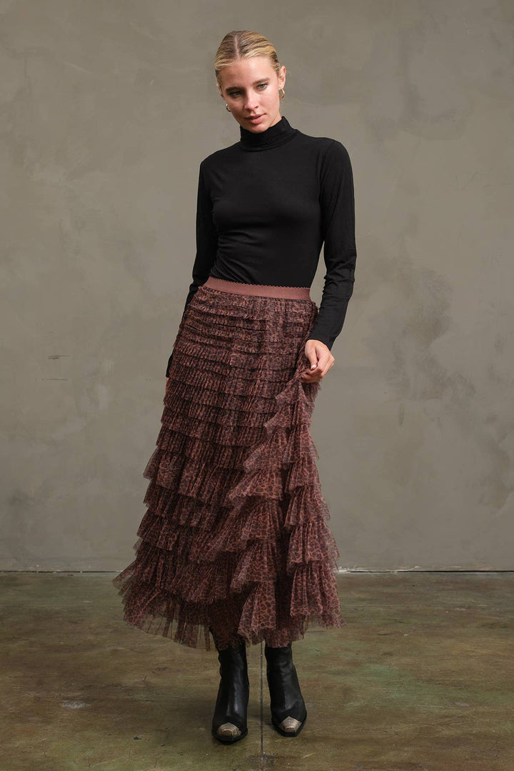Mesh Leopard Maxi Skirt
