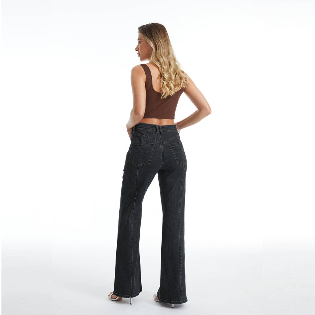Black Utility Flared Jeans