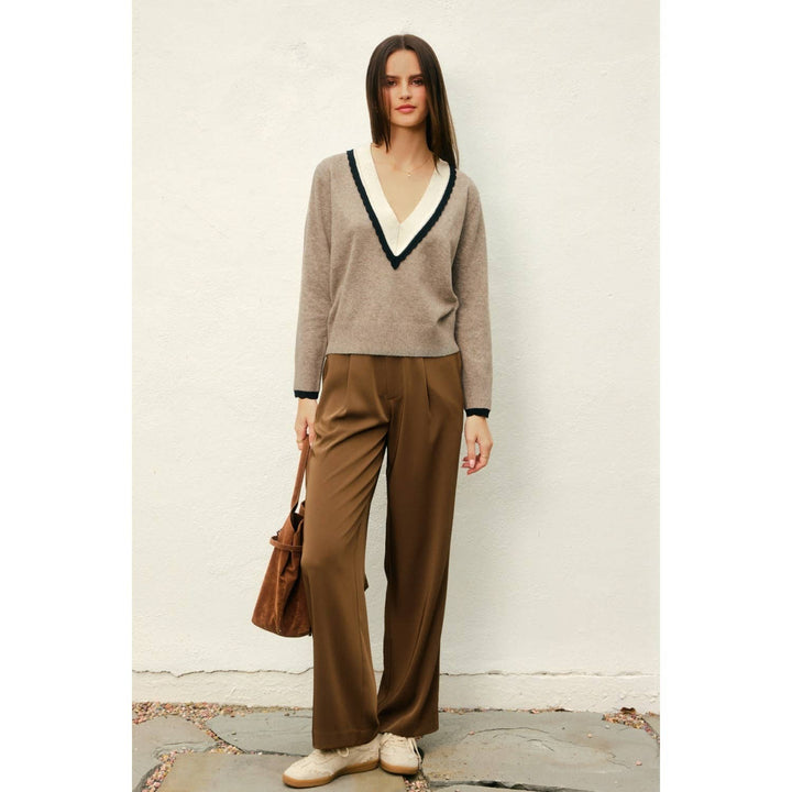 Valerie Varsity Deep V Sweater